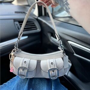 Coach White Ashton Shoulder Bag with Buckle Accents